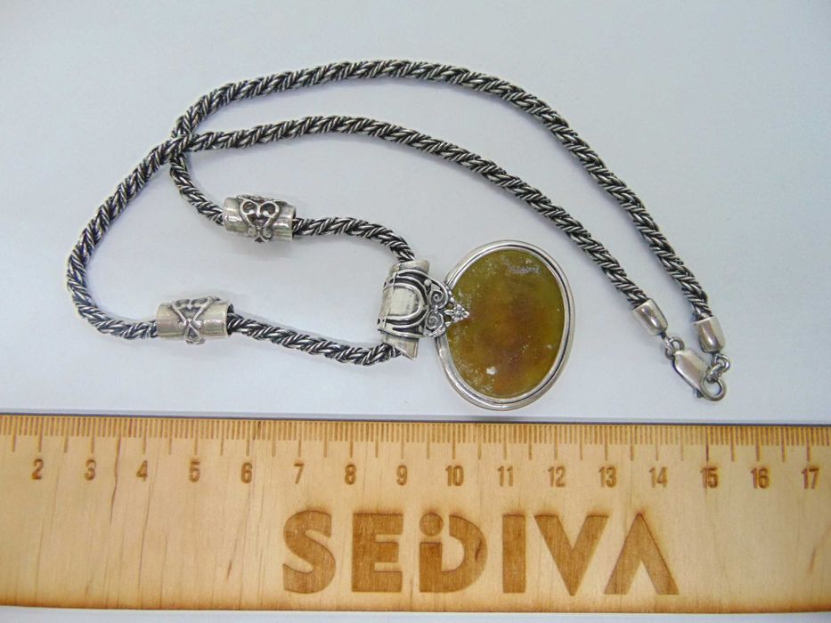 Colier si pandantiv din argint cu sticla de mare