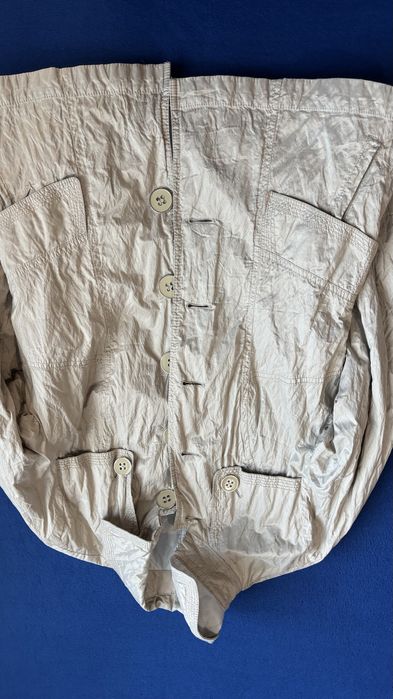 Двулицево дамско яке - бежаво със златист оттенък и бяло, размер L