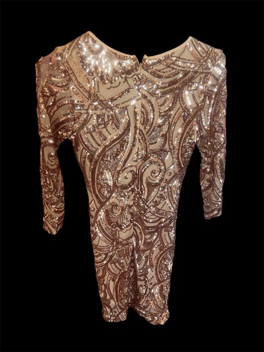 Пайетене рокля розово злато