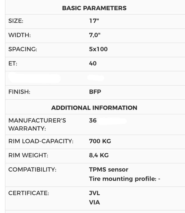 Jante VW Taigo T-Cross Beetle Polo Golf 5 x 100 R17
