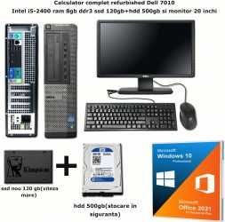 Calculator complet Dell 7010 i5-2400, 8gb ssd 120gb+ hdd 500gb Monitor