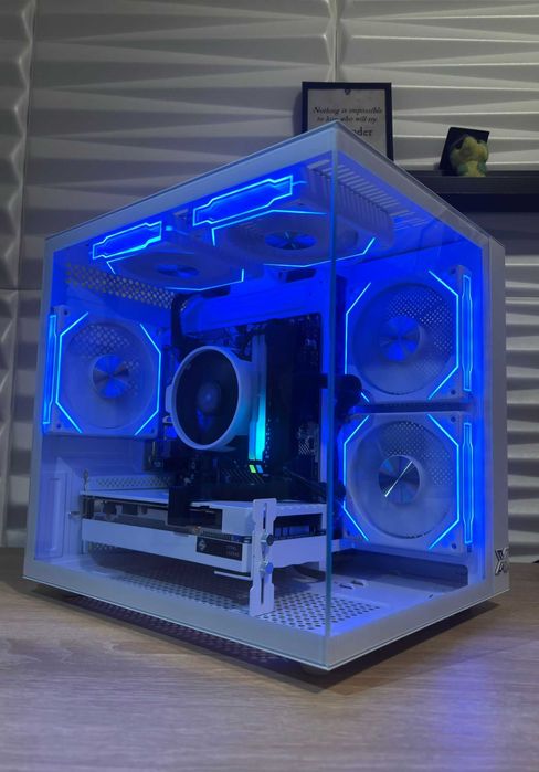 Бял геймърски компютър Ryzen 5600, RTX3060, 16 ram, 512 ssd, 1TB, 650W