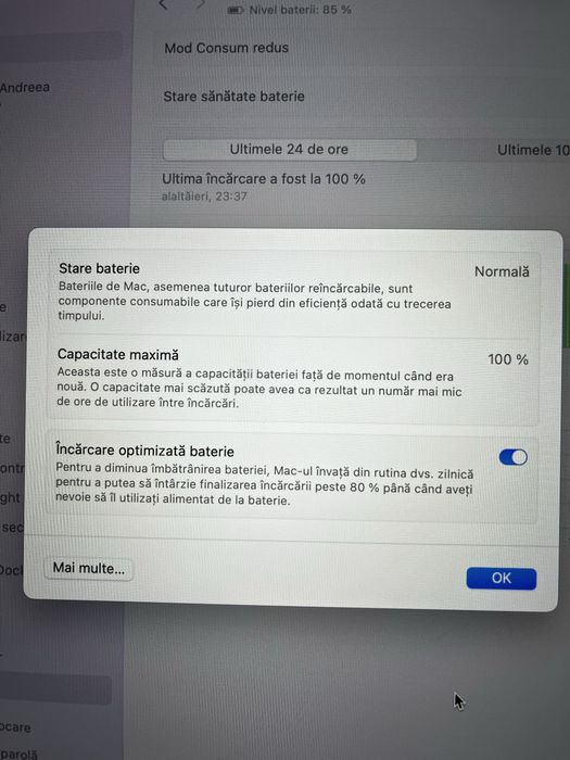MacBook Air 13.6” M2 (2022) — Silver , 8GB / 256GB SSD, Baterie 100%