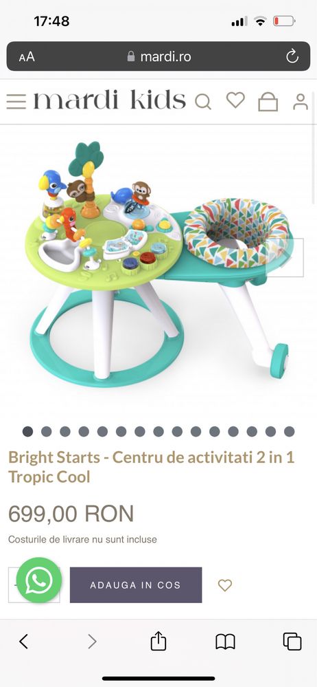 Centru de activitati 2 in 1 Tropic Cool Bright Starts