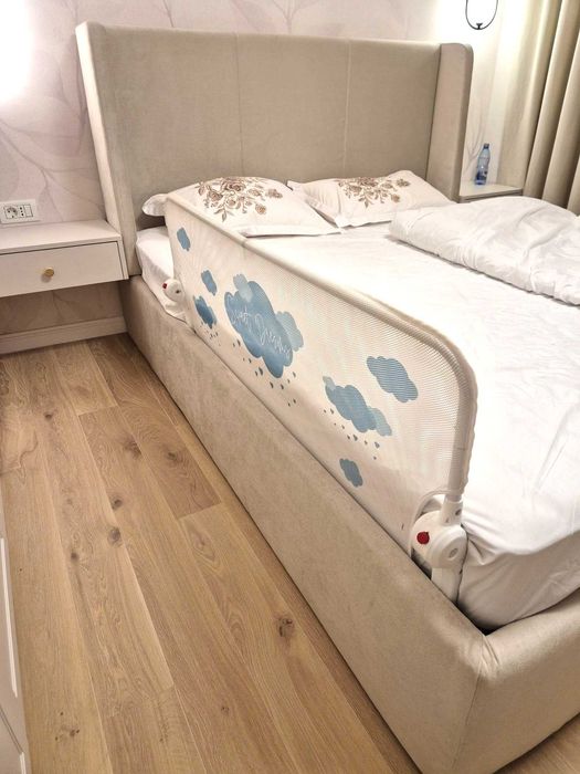 Vand bariera de protectie pat copii, Guimo, 120x48 cm, husa lavabila