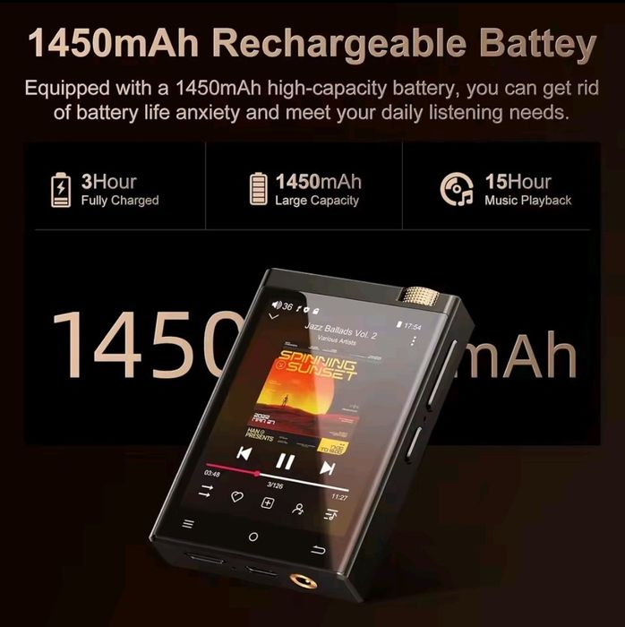 Mp4 player cu dac ess sabre+amplificator intern+căști mondrop chu 2