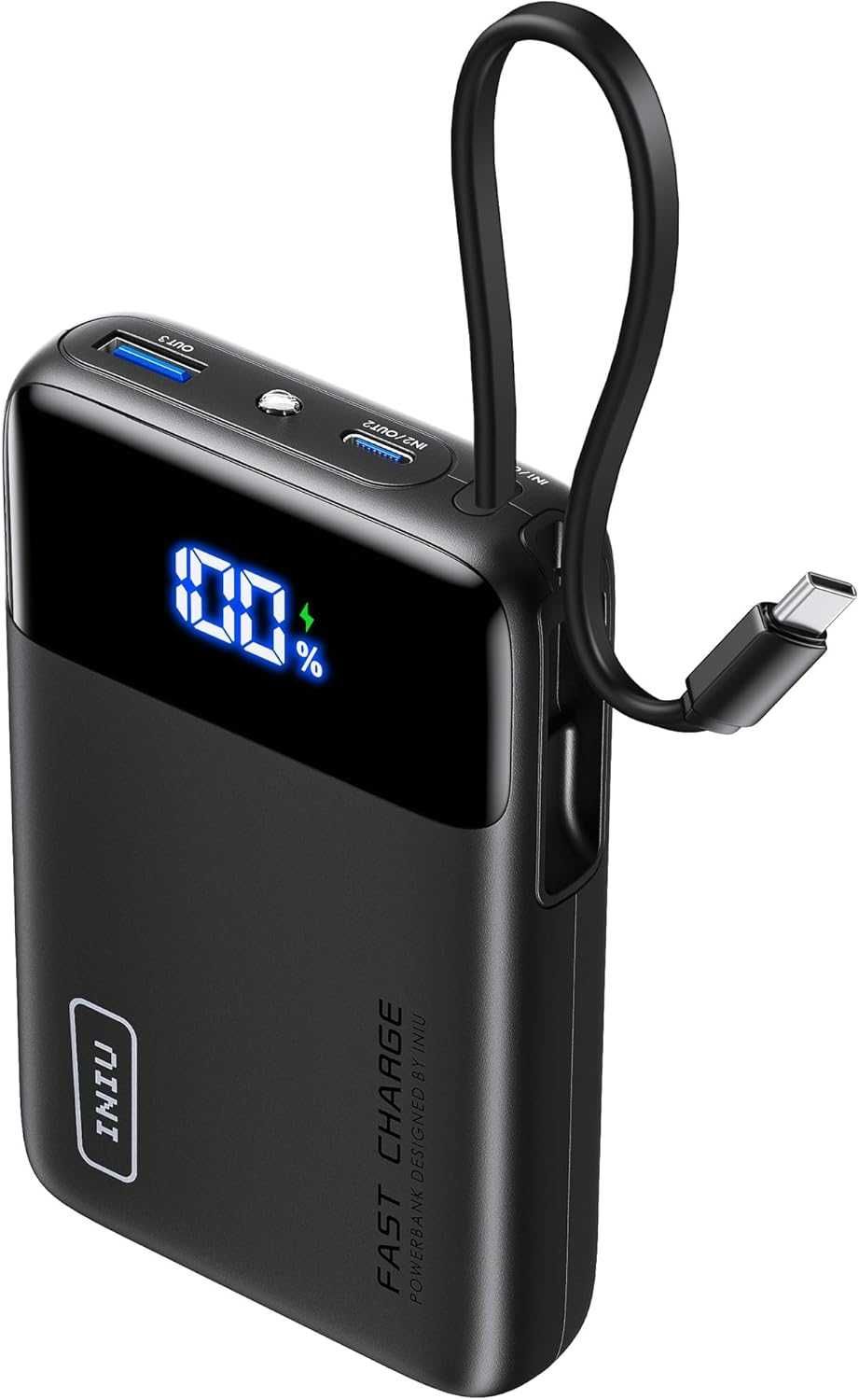 Външна батерия INIU, 20000 mAh Power Bank с USB-C кабел, 22,5 W PD