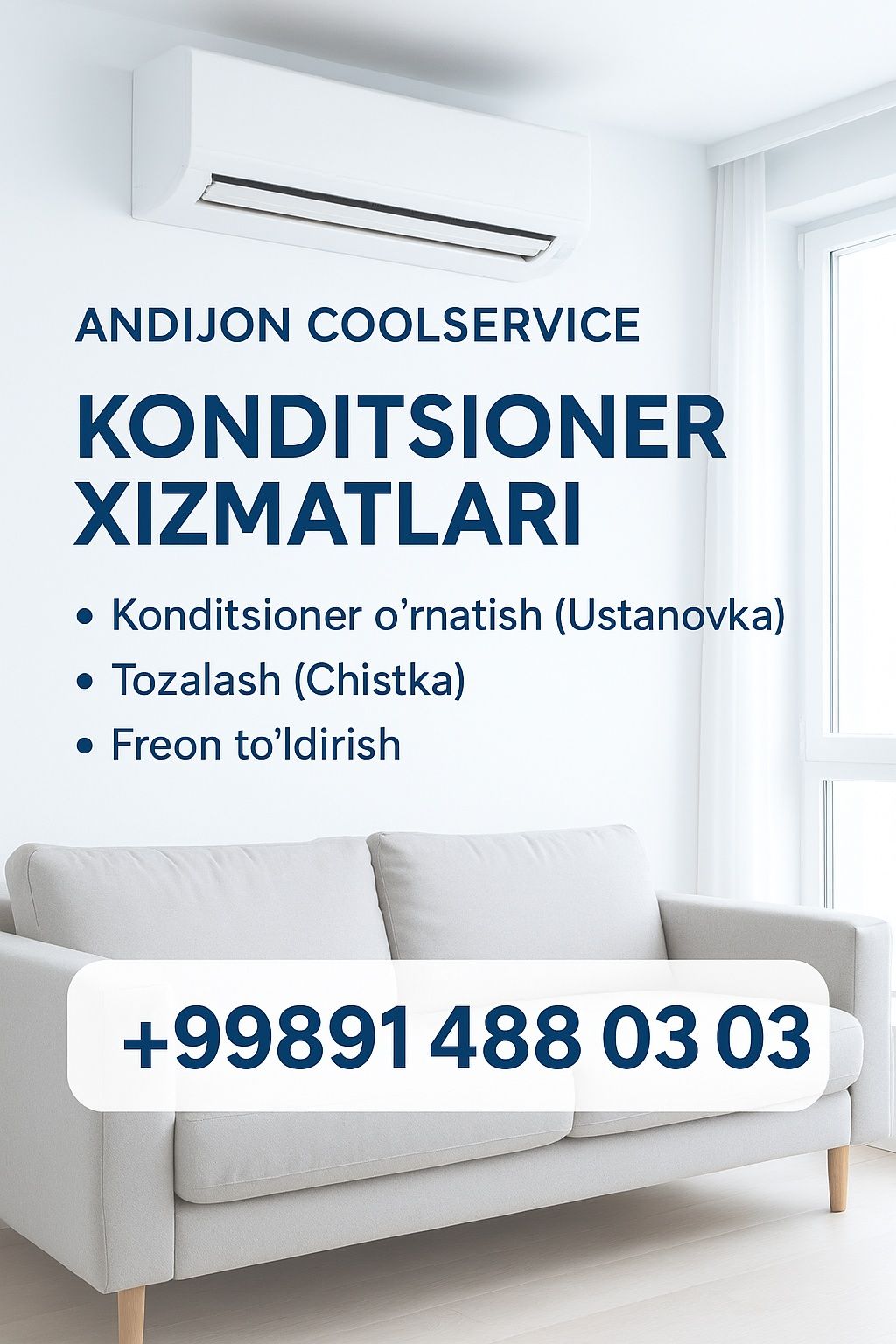 Konditsioner o‘rnatish (Ustanovka) (Chistka)
Tozalash (Chistka)

KONDI