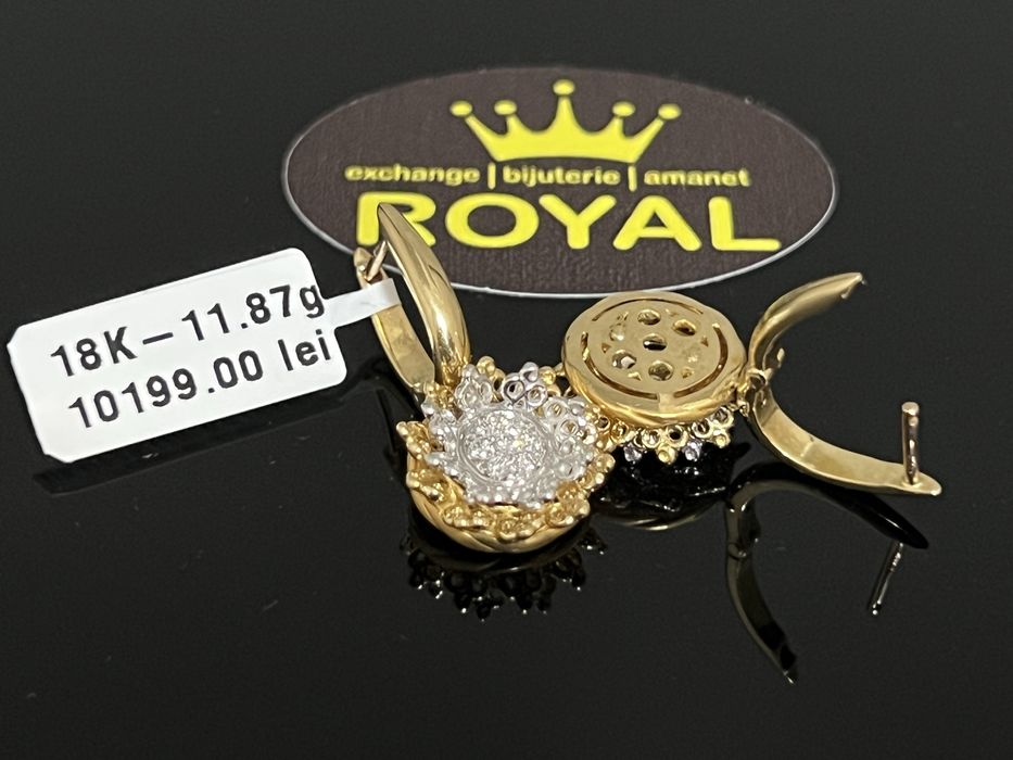 Bijuteria Royal CB : Cercei aur 18K 11,87 grame 14 diamante naturale
