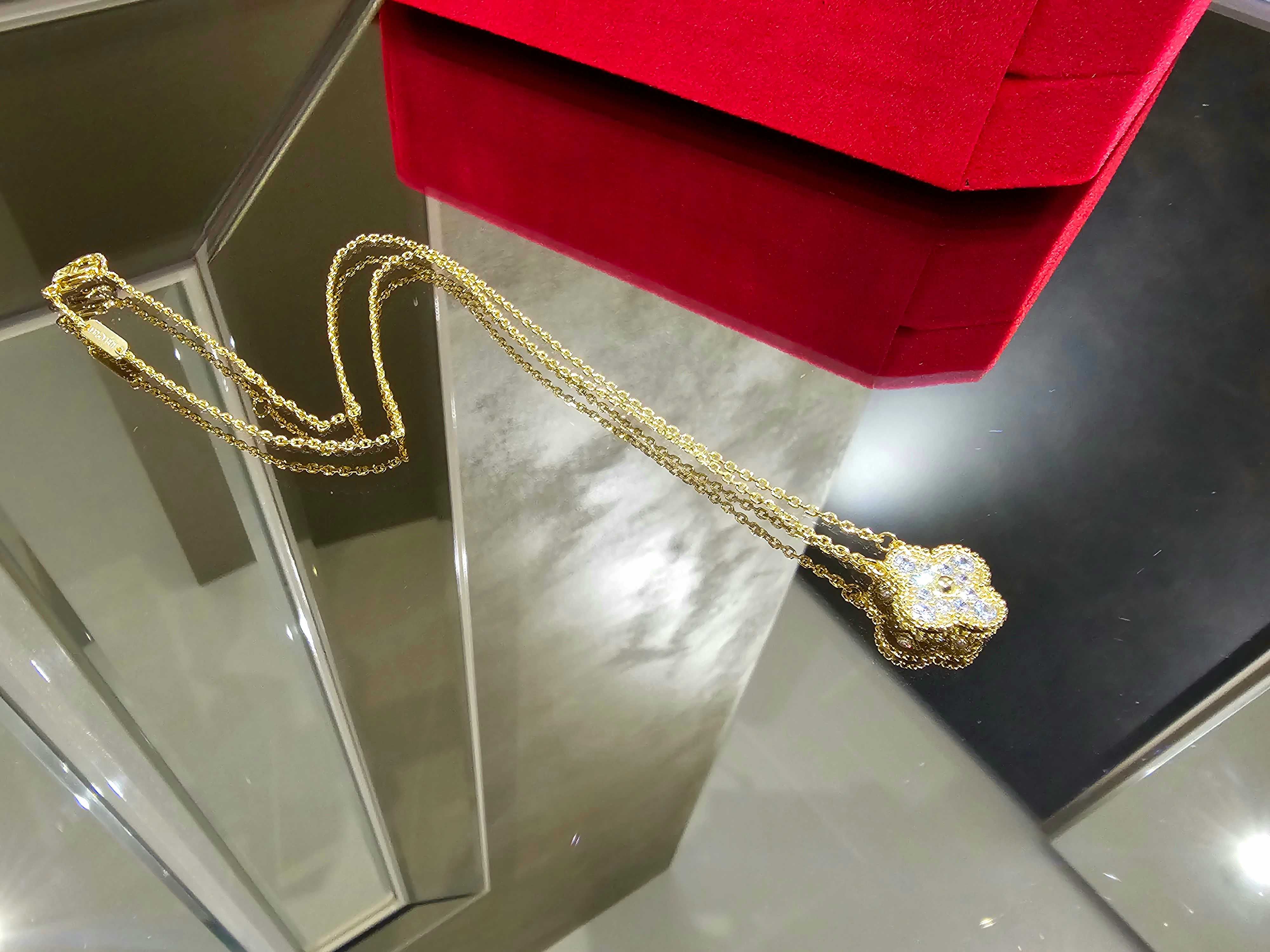 Van Cleef & Arpels VCA Gold Diamond Alhambra 1 Clover Дамско Колие