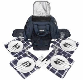 Пикник чанта за четирима с прибори
