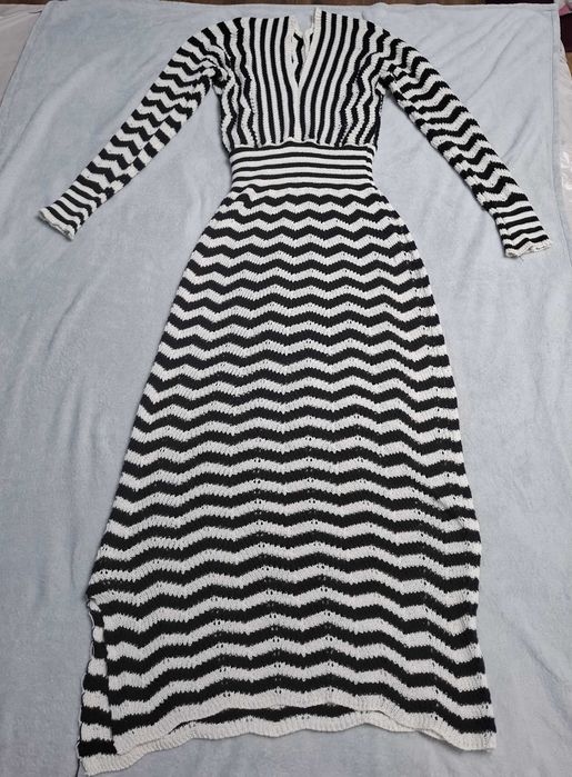 Rochie deosebita de toamna-primavara, alb-negru, universal, Trendyol