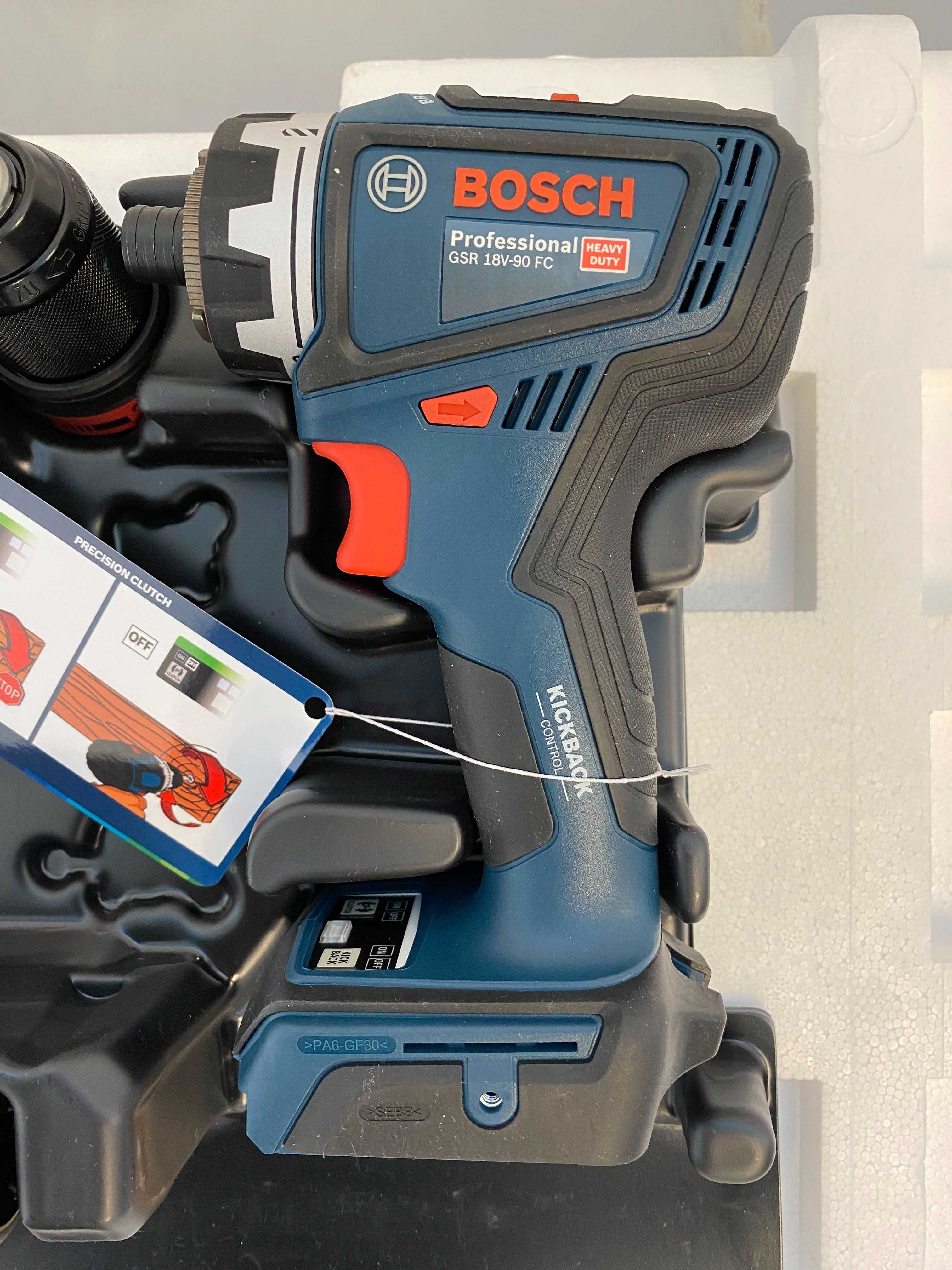 Акумулаторен винтоверт с приставки и вложка Bosch GSR 18V-90 FC