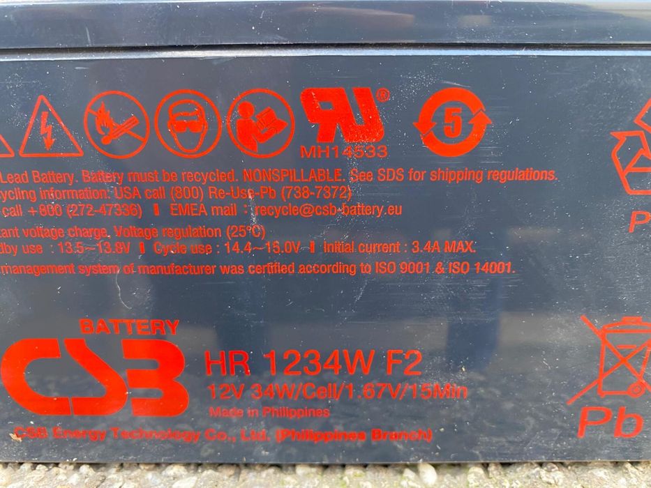 Baterie CSB 12V 9Ah model 1234W 80%