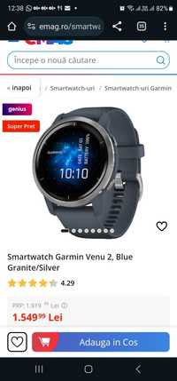 Smartwatch Garmin Venu 2, Blue Granite/Silver