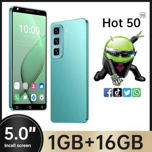 Нов черен евтин Компактен смартфон 5" 3G, 16GB, двойна камера, Face ID