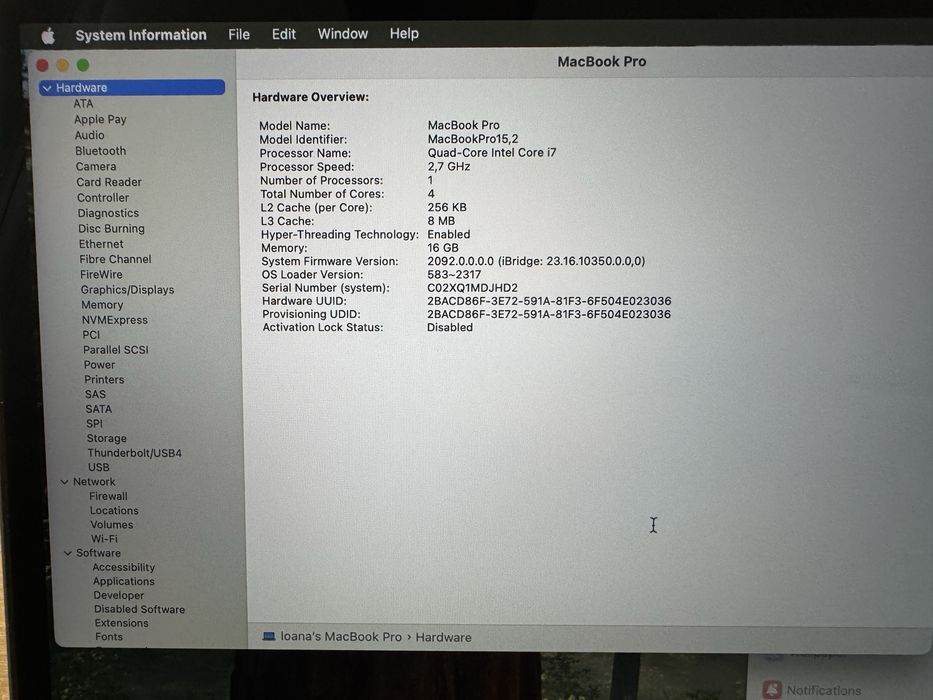Vand MacBook Pro 13inch