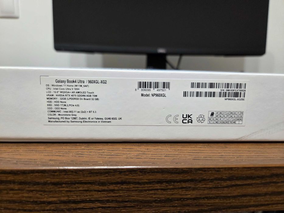 Samsung Galaxy Book4 Ultra–Intel Core Ultra 9/32GB RAM/RTX4070/1TB SSD