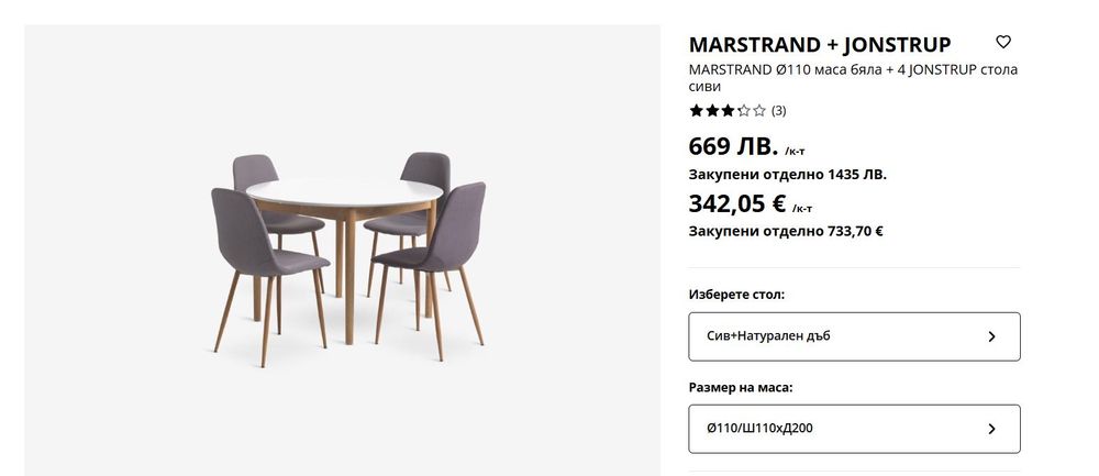 Трапезна/ Кухненска Маса и столове Yusk