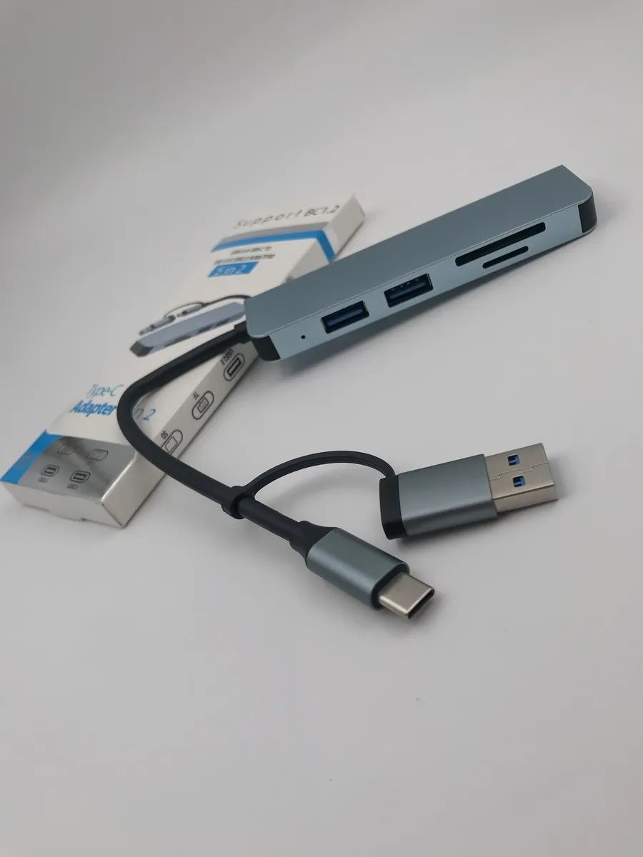 Hub type c /usb 2in1 6 port,card reader tf,cd
