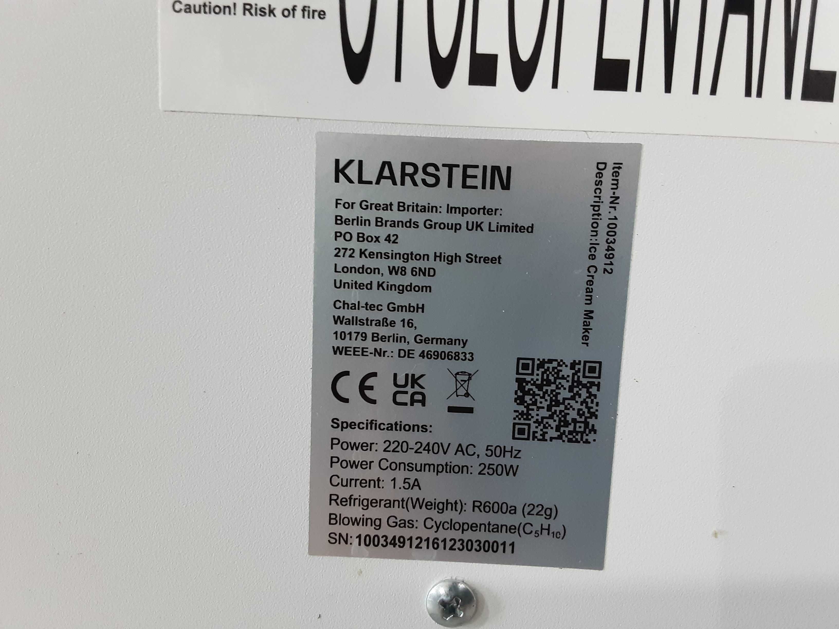 Машина за сладолед - Klastein 250W