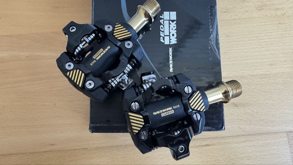 Pedale carbon spd NOI clipless cu adaptor mtb bicicleta gravel sosea