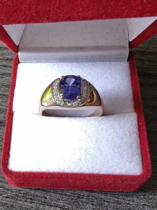 Inel aur 14k, Tanzanit 2.15 ct si zircon natural