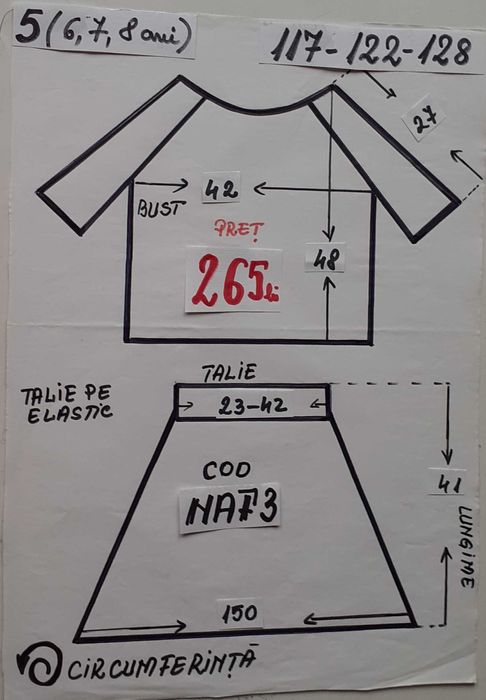Costum popular pentru copii marimea 5 (6-7-8 ani) 265 lei