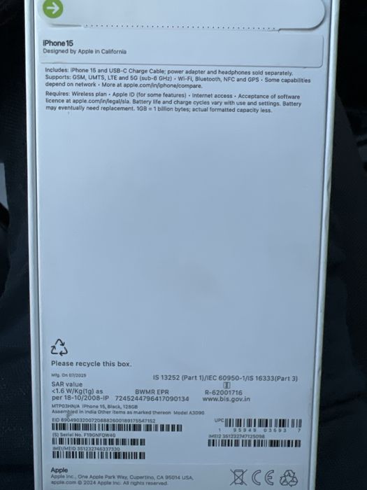 iphone 15 128 gb black
