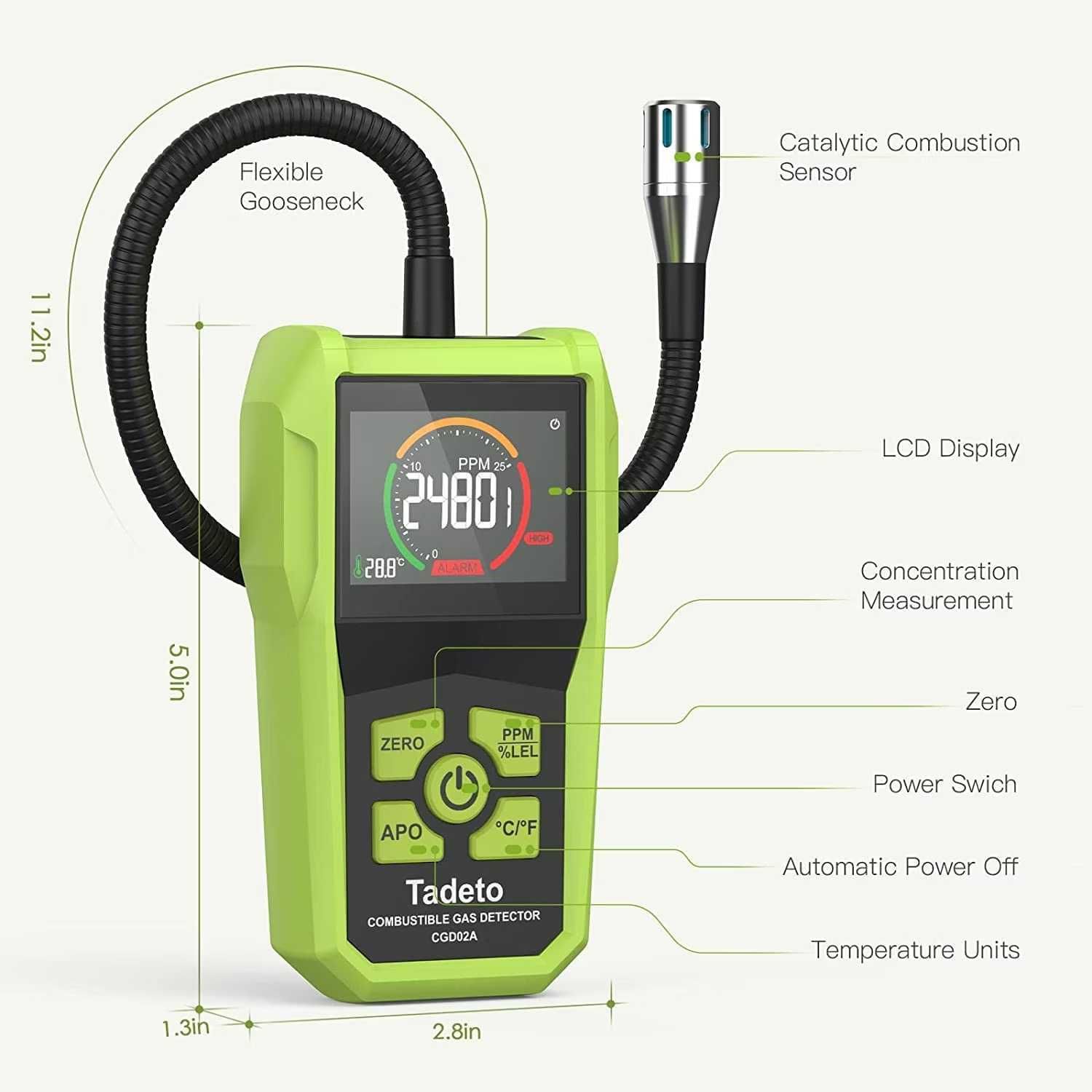 Detector gaz profesional, detectare scurgeri de gaz, LCD,50-50000 PPM