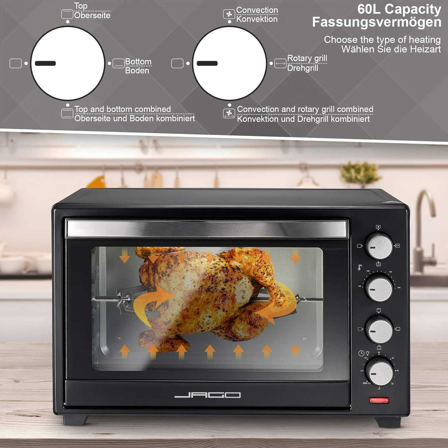 *Mini Cuptor cu aer prin convecție, 60 L