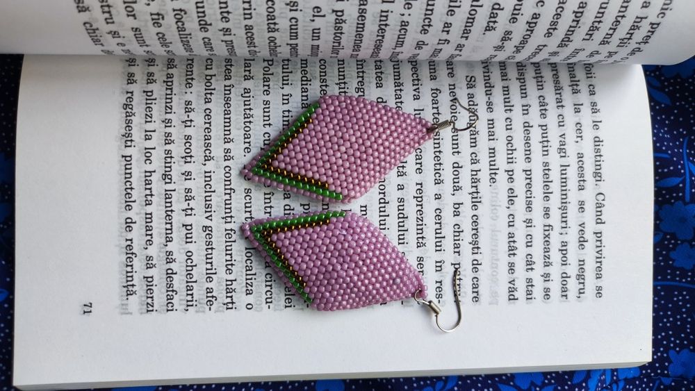 cercei mărgele, culoare roz murdar