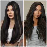 Peruca R10 Bruneta Neagra Creata Suvite roscate blonde ondulata