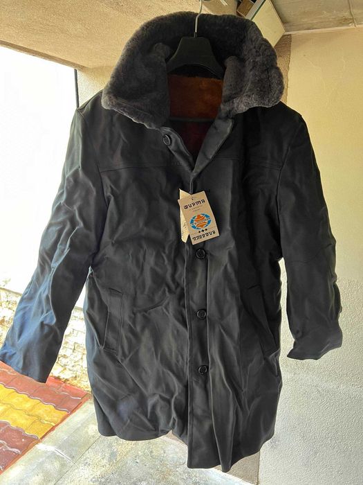 Ватирана шуба с третирана агнешка кожа