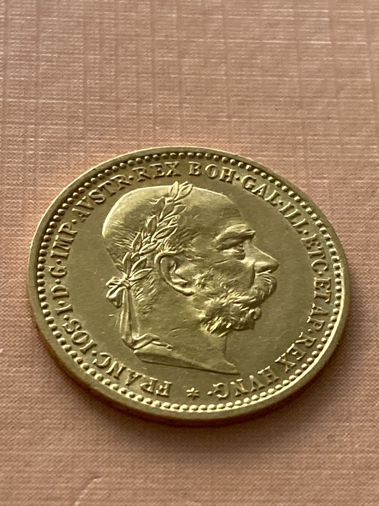 10 Coroane (Corona) 1905. Moneda aur 22 karate, 3,38 grame