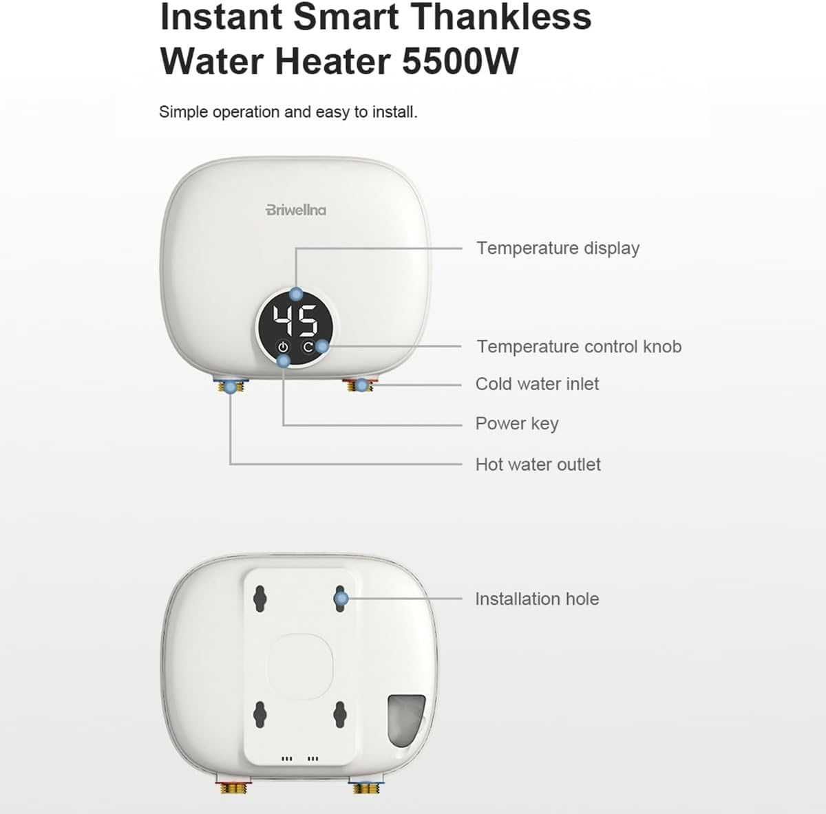 Eлектрически бойлер 5,5 KW, мини бойлер без резервоар с цифров дисплей