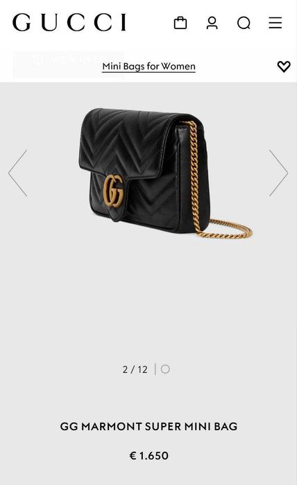 Дамска Чанта Gucci GG MARMONT Super Mini Bag 100% LEATHER