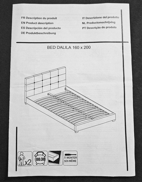 Pat tapițat cu saltea 160x200