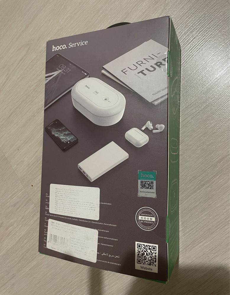 sterilizator UV pt telefon sau obiecte si charger wifi; Hoco DCW01