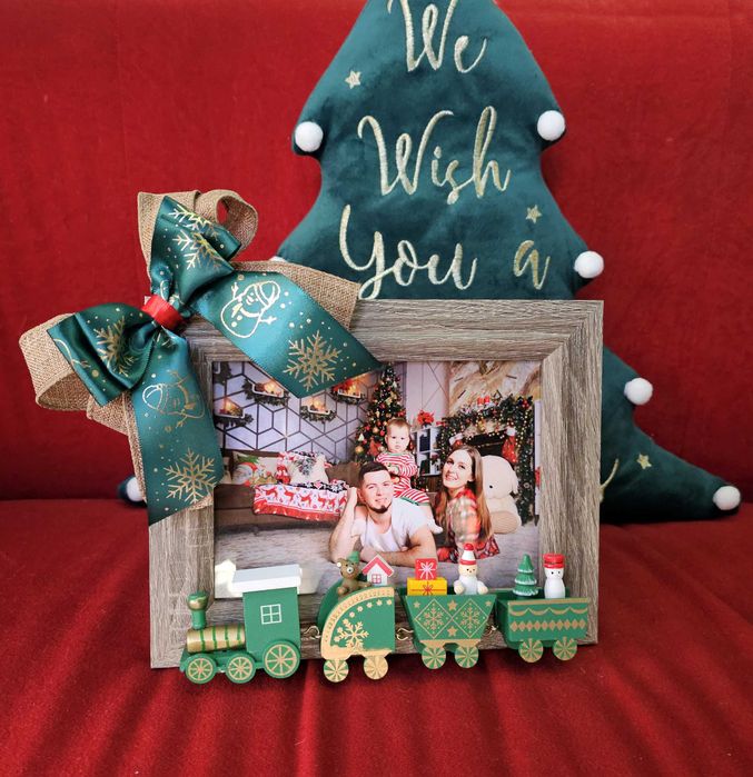 3D Коледна дървена рамка ръчна изработка влакче