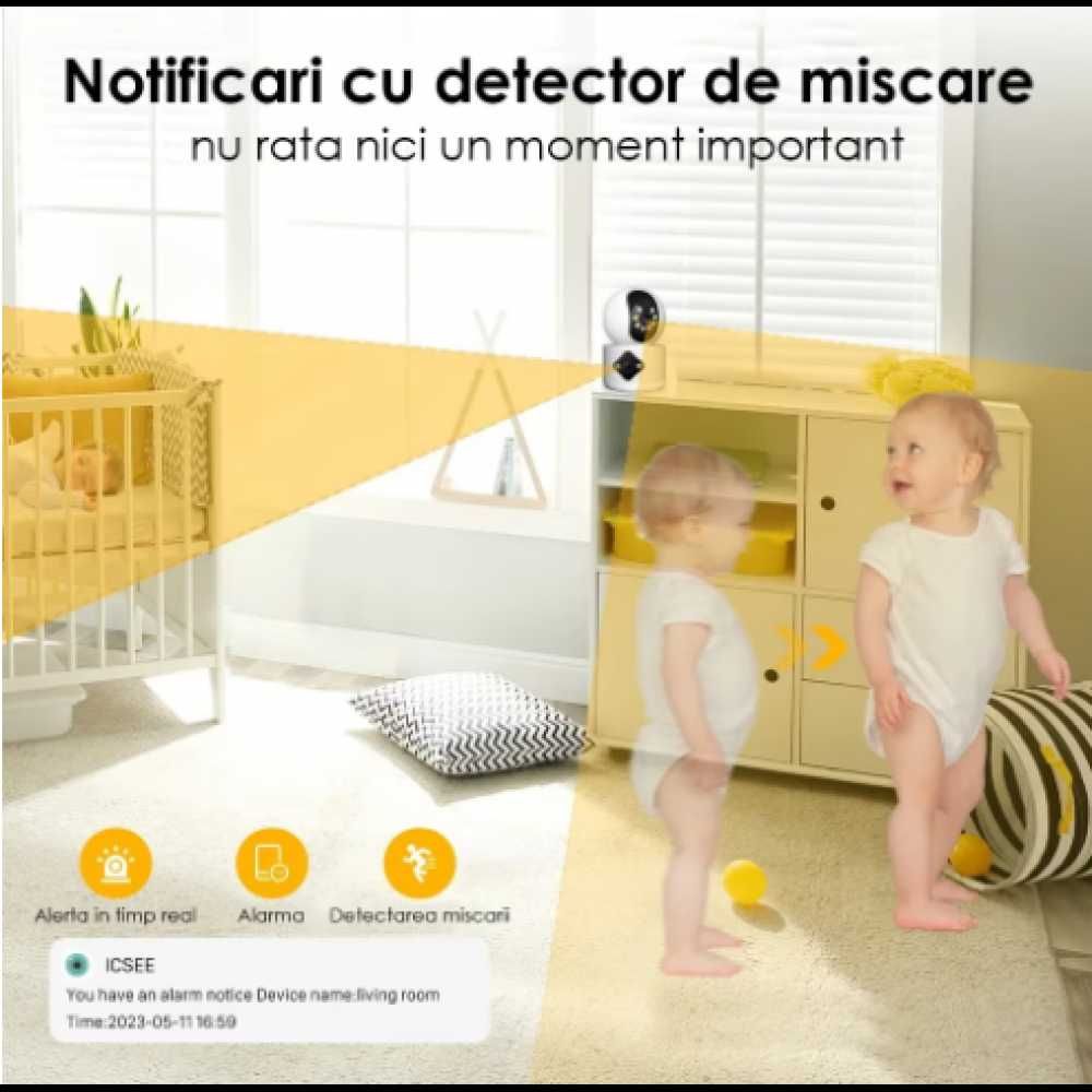 Камера Бебефон Lylu, видео и аудио наблюдение, въртяща, Wi-Fi, 6MP