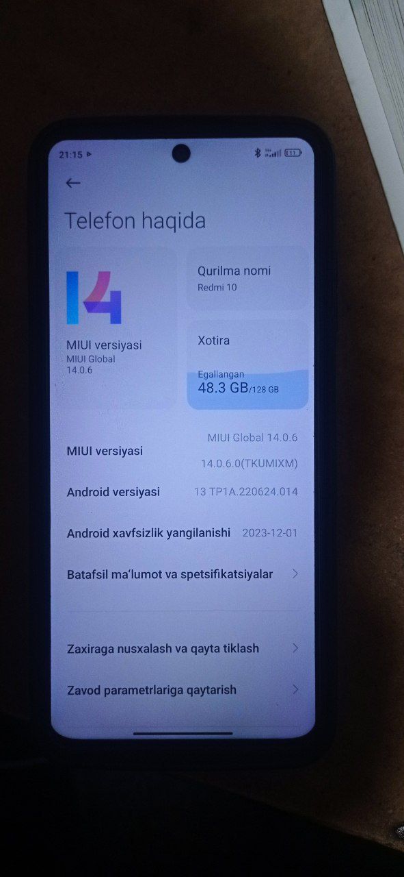 Redmi note 11 6_128 xotirasi