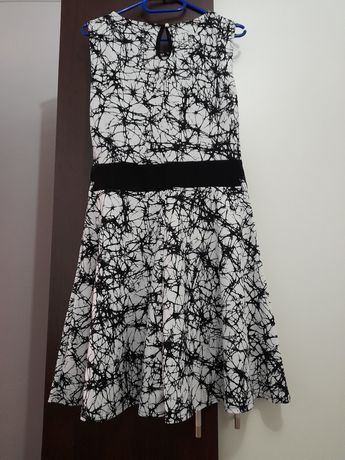 Rochie elegantă alb-negru