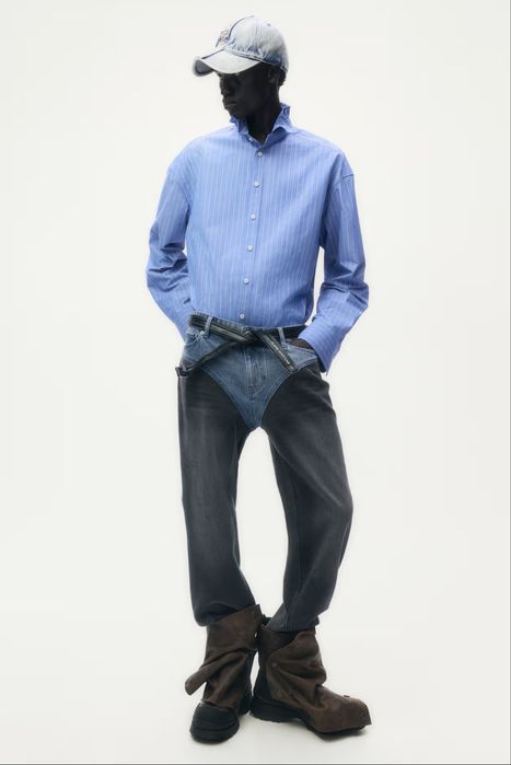 GLENN MARTENS H&M Риза от поплин с телени банели