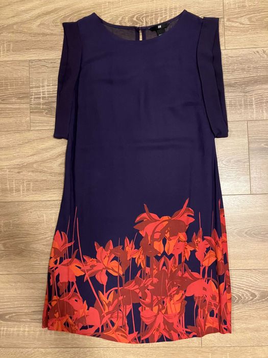 Rochie scurta mov indigo print floral H&M 36