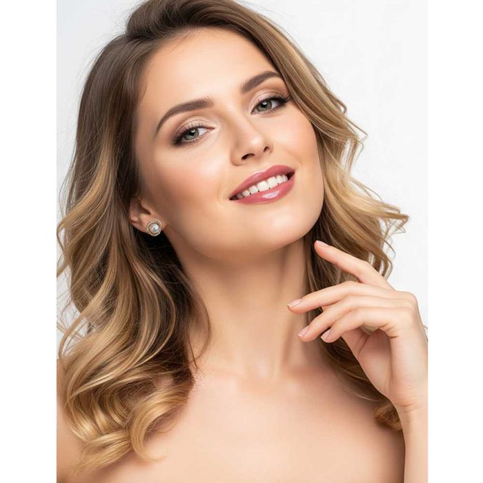 Cercei cu perla, placati cu aur galben