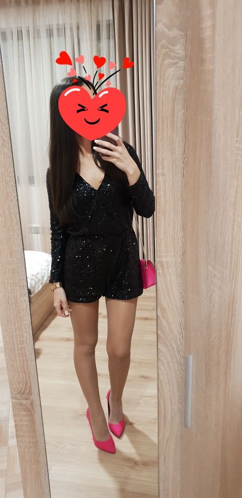 Черен гащеризон със ситни пайети H&M