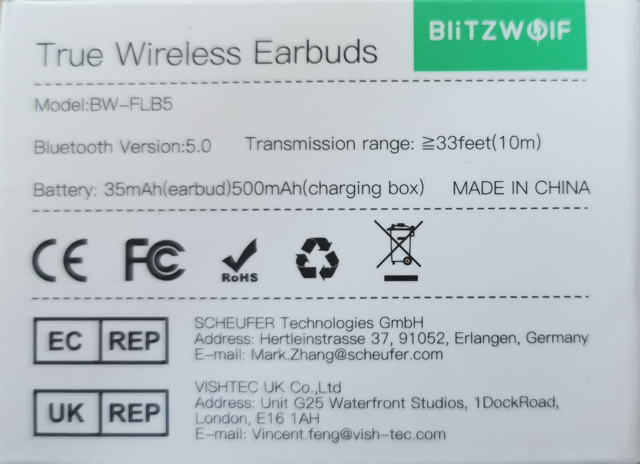 Casti wireless BlitzWolf BW-FLB5 TWS bluetooth V5.0