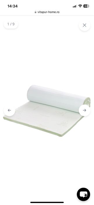 Topper 160 x 200 - roll up cun inaltimea de 4 cm