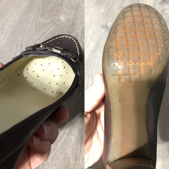 Pantofi piele geox 38 pantofi noi piele maro cu toc geox respira 38